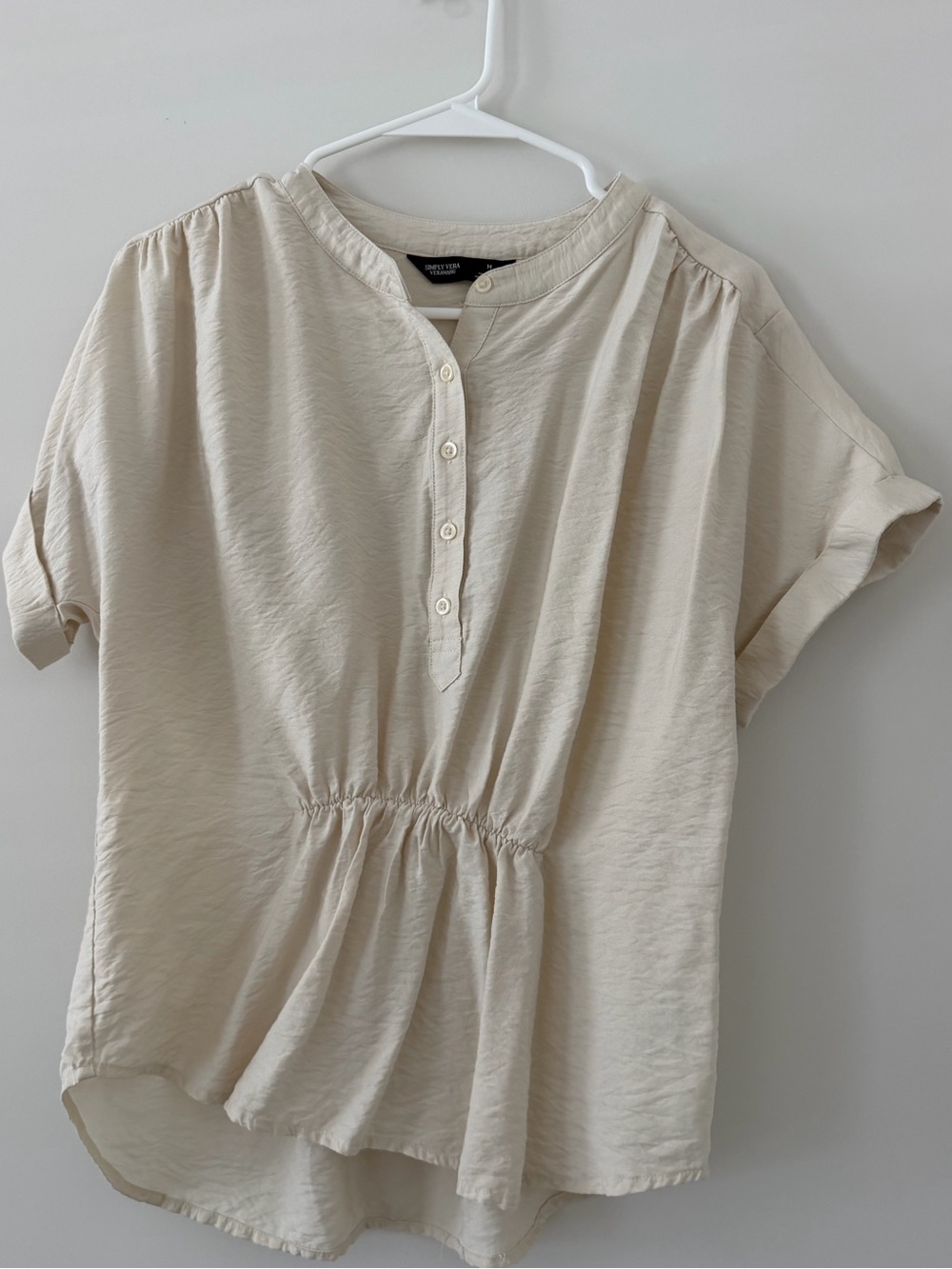 Simply Vera Cream Textured Peplum Top Women’s Medium